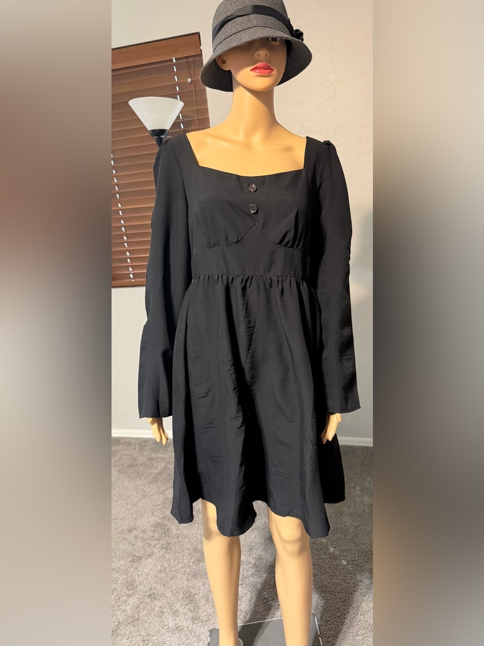 $6 Black Square-Neck Long Sleeve Dress NWOT $6 WHEN BUNDLED WITH 3 items or more